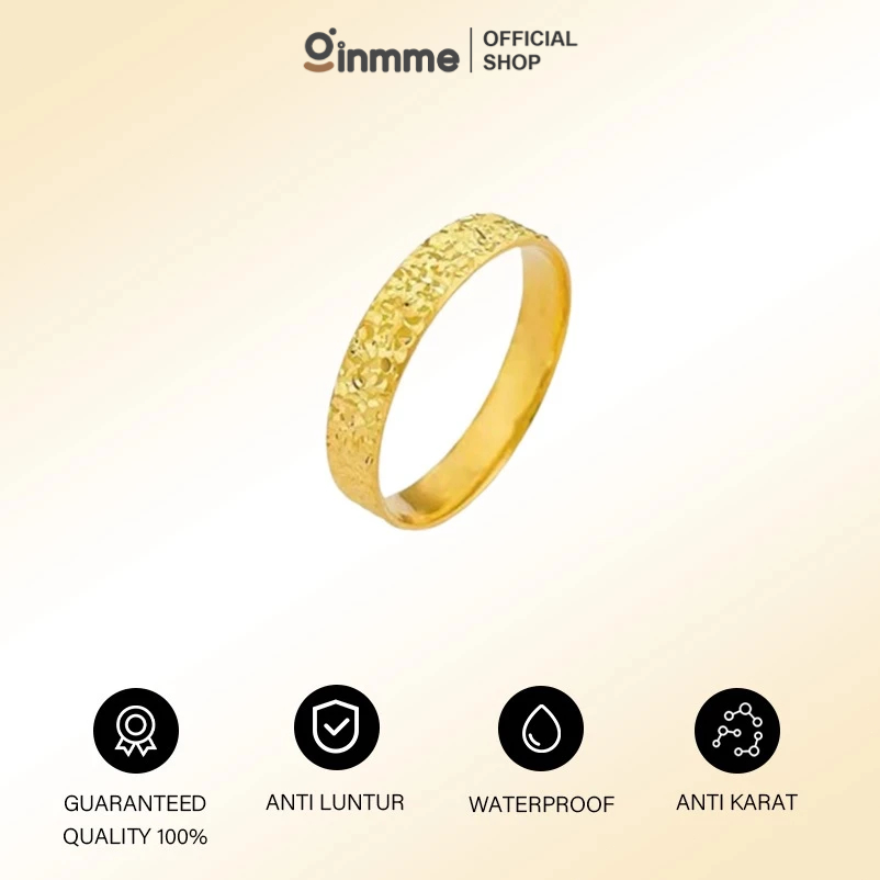 Ginmme Cincin Titanium Stainless Wanita Emas Muda Anti Karat Asli Emas