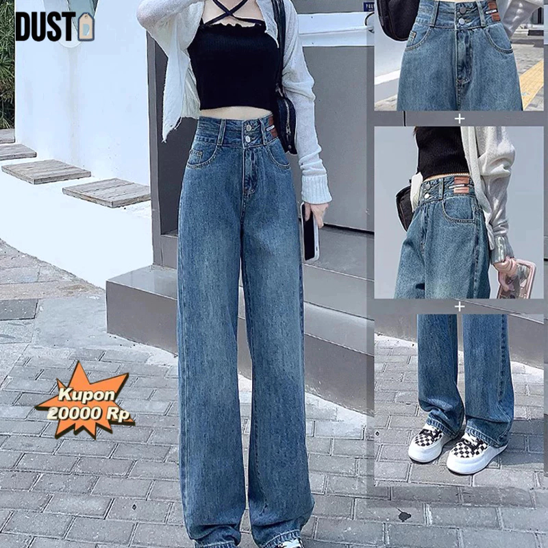 [Pengiriman Gratis] Dust Jeans | Celana Jeans Wanita High Waist Jeans Kulot Highwaist Loose Jeans Re