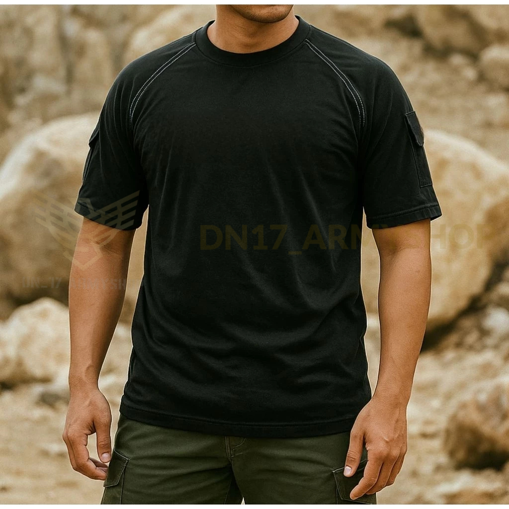 kaos Tactical Hitam/abu Polos/Non Sablon Lengan Pendek Cotton Combed