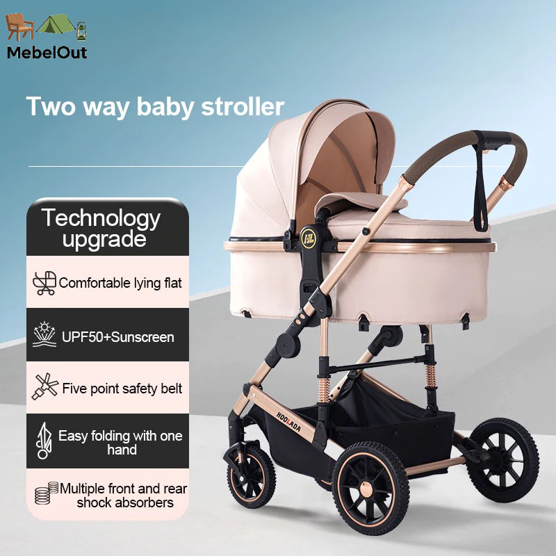 Stroller Bayi Lipat 2 Arah Troli Troli Bayi Travelling Menahan Beban 100KG Duduk Dan Berbaring