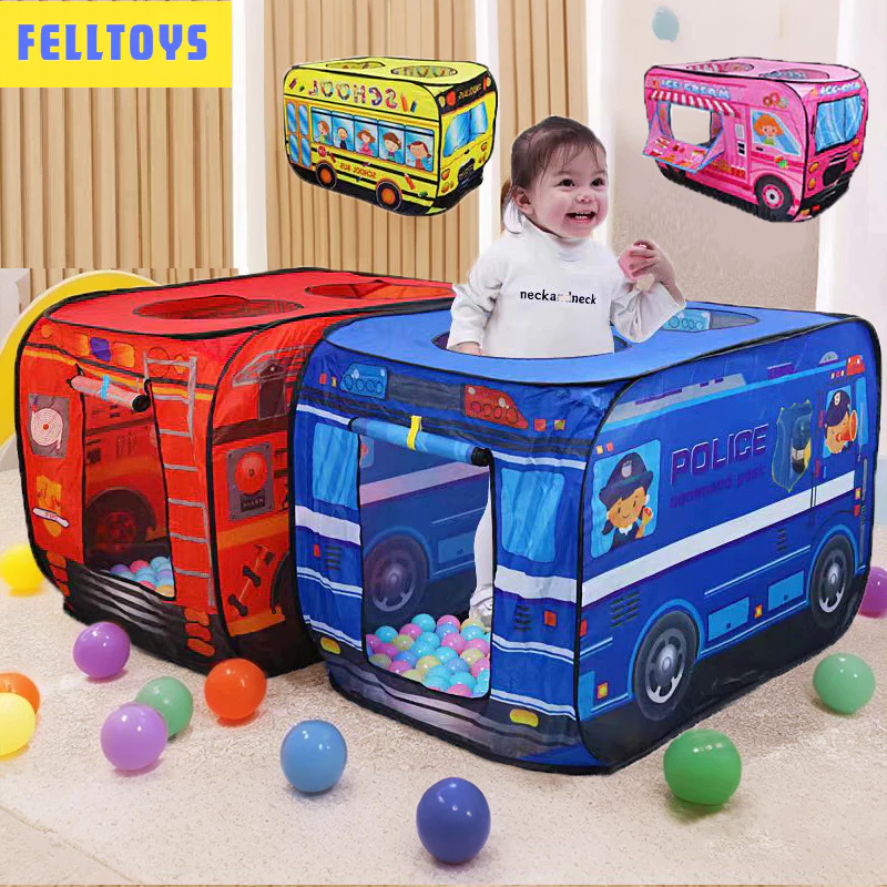 Mainan Tenda Lipat Karakter Mobil Pemadam Polisi Tenda Anak Indoor Outdoor | Tenda Lipat Anak