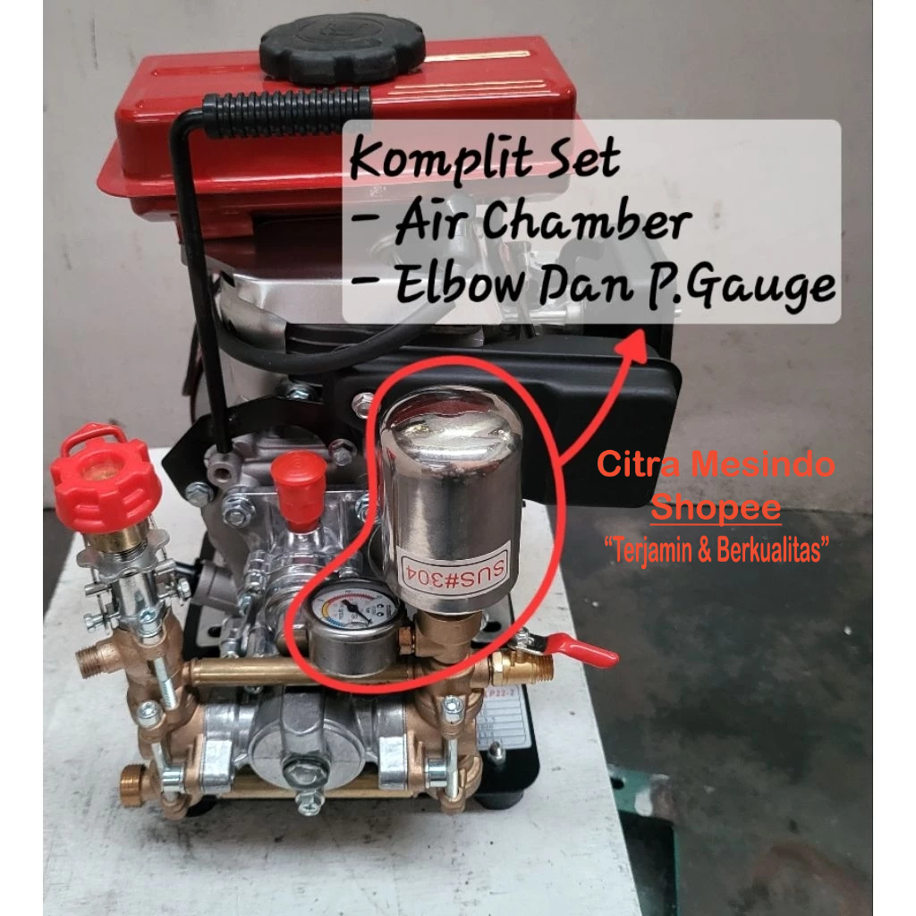 Sparepart Mesin Sprayer P150 Yamamoto Air Chamber / Tabung Angin Dan Elbow Komplit Dengan Pressure G