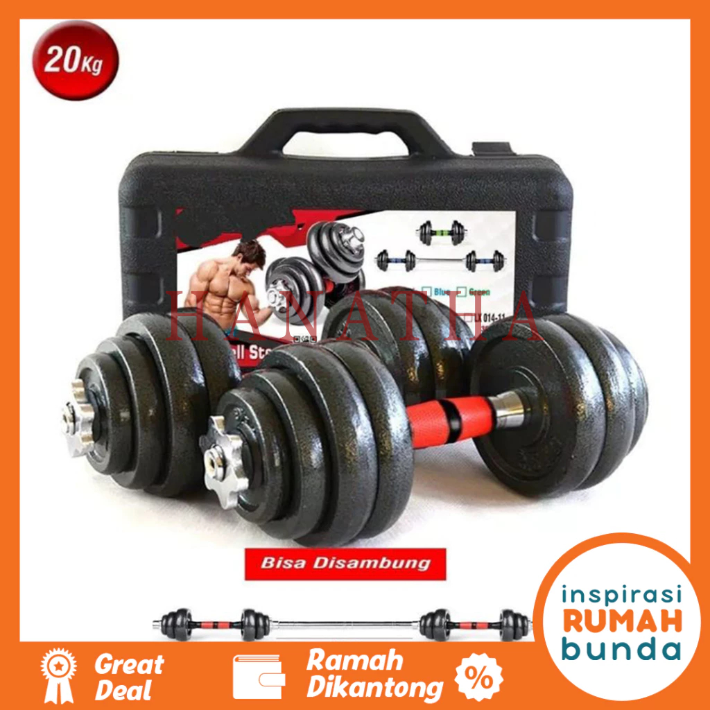 Dumbell Set Stamina 20kg + Konektor / Barbell Fitnes / Dumbel Set / Dumbell Chrome