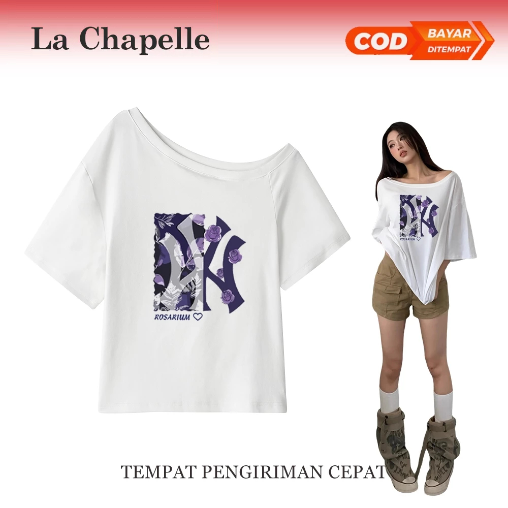 La Chapelle ungu Pola busana trendi Tshirt Y2K Asymmetrical Offshoulder Top AHS Streetwear Stockholm