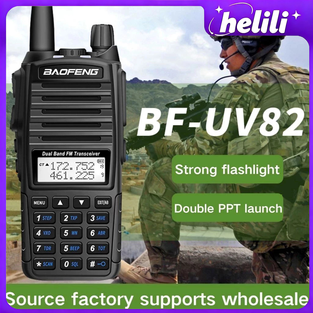100%ORI HT BF UV82 Walkie Talkie Daya Asli 5W 8W Radio Ham Dual PTT Jangkauan Jauh Radio Dua Arah Po