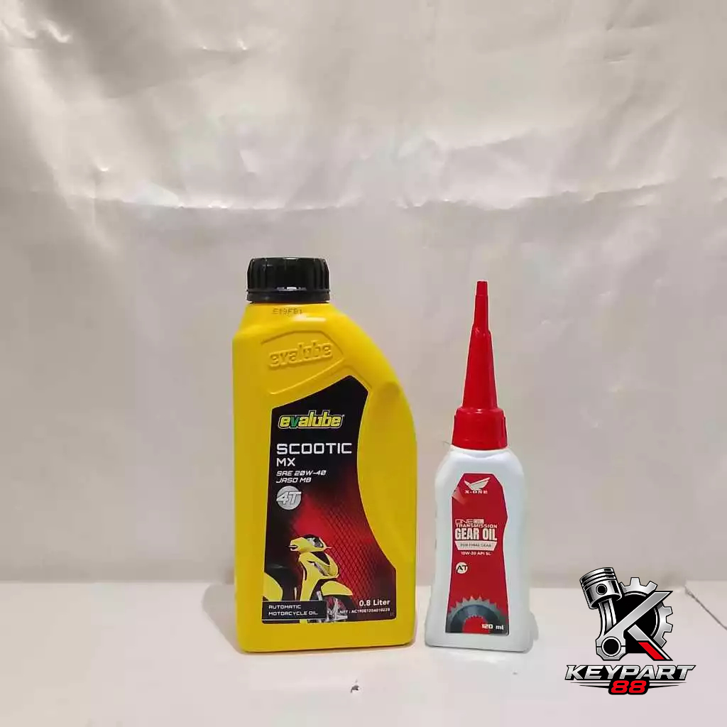 Paket Hemat Special Edition - Oli Mesin Evalube Scootic MX +Oli Gardan X -ONE /Oli Mesin Evalube Sco