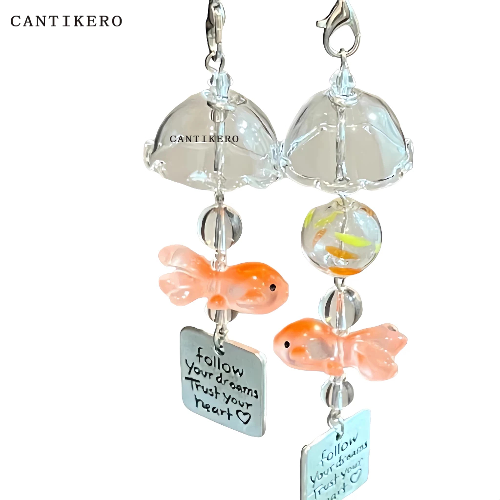 CANTIKERO Lucu Goldfish Gantungan Kunci Akrilik Tren Mode Gantungan Tas Gantungan Kunci Ikan Mas Kok
