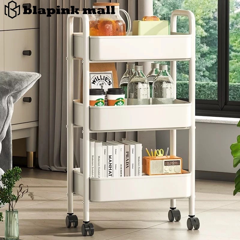 Rak Troli Besi Roda 4 Susun Rak Troli Dapur Baja Karbon Rak Multifungsi Kuat Rak Troli Penyimpanan R