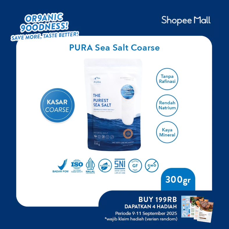 

Pura Sea Salt Coarse (300gr) - Garam Laut Kasar - Garam Organik - Garam Natural - Garam Laut Alami - Garam Sehat - Garam Rendah Natrium - Garam Laut Murni