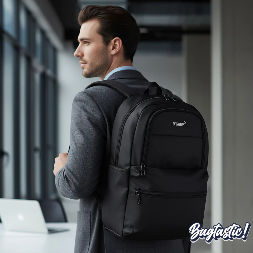 BAGTASTIC Tas Ransel Laptop Pria D'Grov Black Series Original - FREE Raincover bahan Anti Air