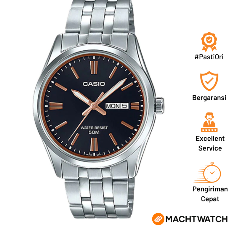 [PRJ 12.12] Jam Tangan Pria Casio General MTP-1335D-1A2VDF MTP1335 MTP-1335D Enticer Black Dial Stai