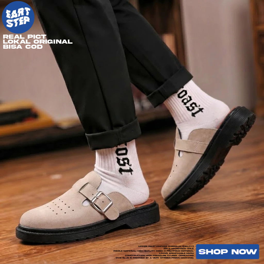 Sepatu Sandal Slide Pria Distro Upper Suede Sole Docmart