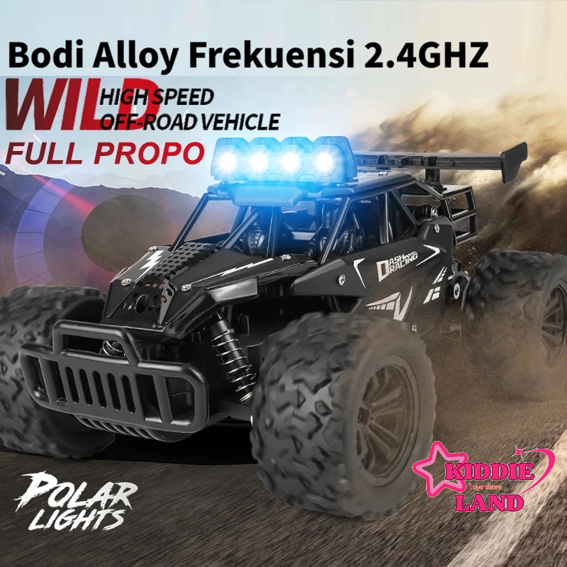 RC Mobil Offroad Full Propo 2.4GHZ dengan Lampu LED Bodi Alloy Mobil Remote Control Full Propo
