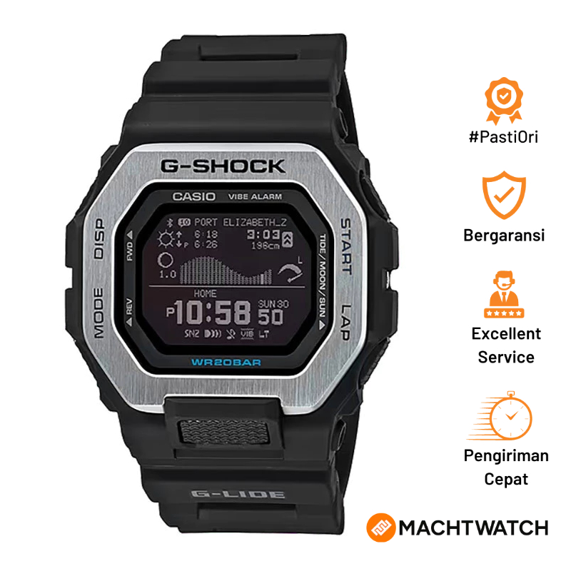 Jam Tangan Pria Analog Casio G-Shock GBX-100-1DR GBX-100 GBX100 G-Lide Black Resin Band