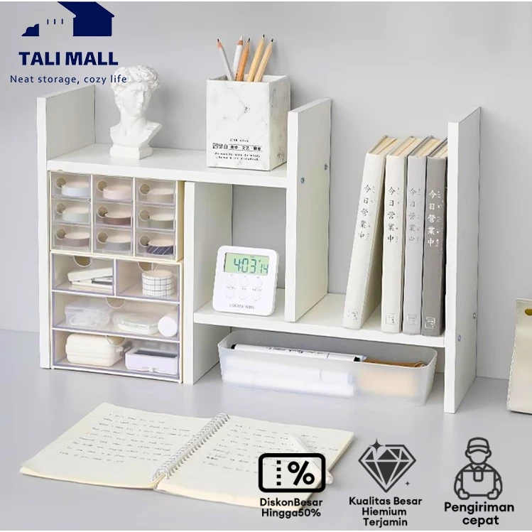 Rak Buku Rak buku Mini portable Rak Kayu Serbaguna Rak Meja Kayu Minimalis Rak Kayu Serbaguna