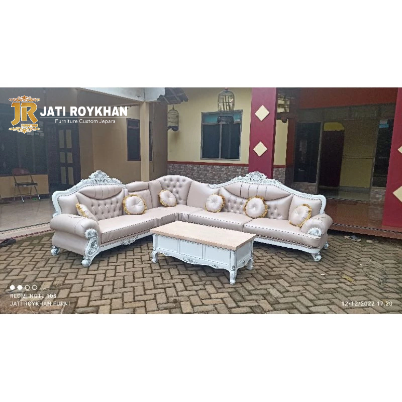 Sofa Sudut Jati Mewah Ukir Jepara Mebel