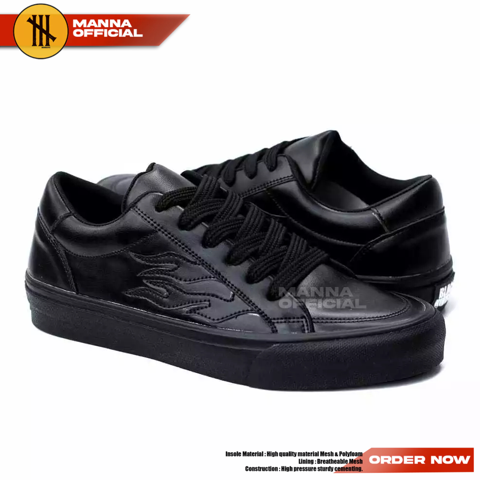 Sepatu Sneakers Pria Black Sekolah Ukuran Besar 44 45 46 47 48