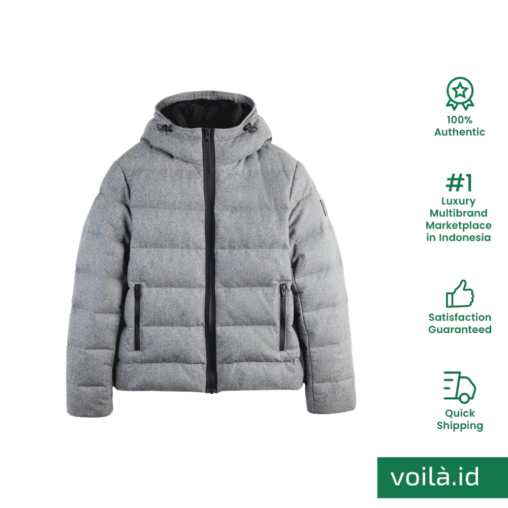 Jaket Winter Double Front Down Jacket in Carded Wool Flannel Grey