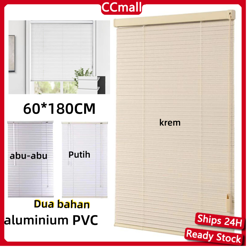 60x180 CM Tirai Gulung Lipat Jendela Venetian Blinds Gorden 25 mm PVC Tirai Penutup Kerai Hordeng Ro