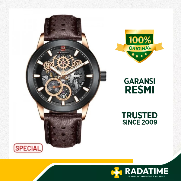 [PENAWARAN TERBATAS] Jam Tangan Pria Naviforce Automatic 100% Original -Rose Gold NF-1002MA-BRG-4