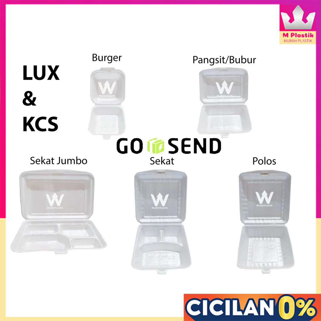 Styrofoam [KCS/LUX] Pangsit/Sekat/Polos/Jumbo/Burger/Tray/Mangkok/Piring --- @Pcs | kcs lux gps mie 