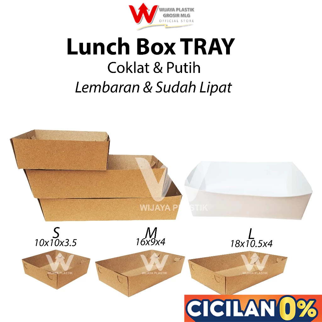 [50Pcs] Lunch Box TRAY ( S/M/L ) ( Coklat & Putih ) --- 50pcs @1/2 PACK | Lembaran / Lipat lunchbox 