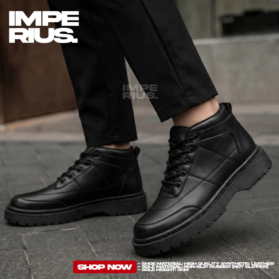 Sepatu Formal Boots Pantofel Hitam Kerja Sole Tinggi