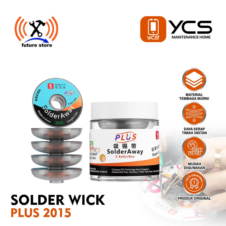 YCS SOLDER WICK 2.0MM PLUS 2015 ORIGINAL - PEMBERSIH TIMAH PCB HP LAPTOP ULTRA SOFT - KAWAT PEMBERSI
