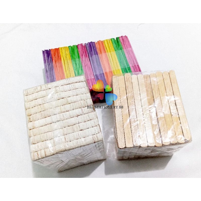

1PACK 40-50 PCS STIK GAGANG KAYU ES KRIM /STICK ICE CREAM KAYU ES KRIM STICK ICE CREAM POLOS WARNA