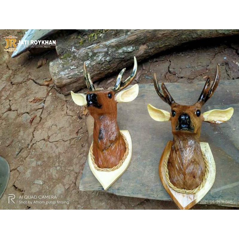 Patung tanduk rusa ukir Asli Jepara