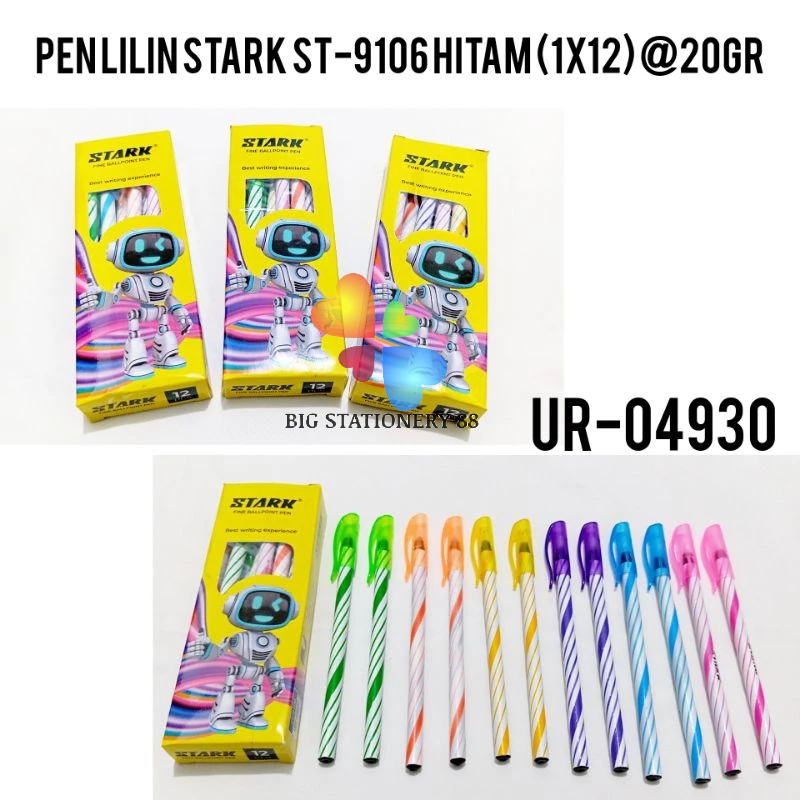 

12 PCS - PULPEN ULIR / PEN LILIN STARK 1 PAK / BOLPOIN HITAM MURAH / PULPEN MURAH