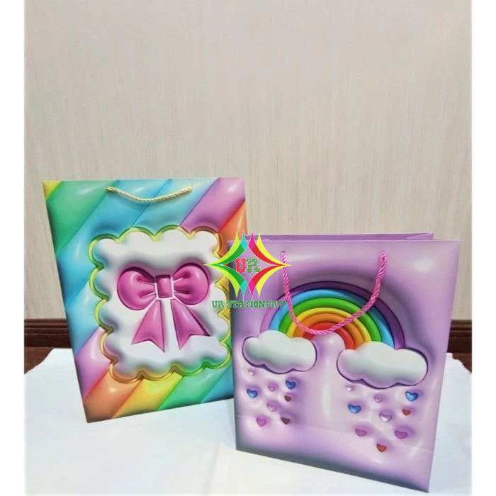 

PAPER BAG FANCY 3D FLOWER RAINBOW PB-723-M / UK 26 X 32/PAPER BAG FANCY