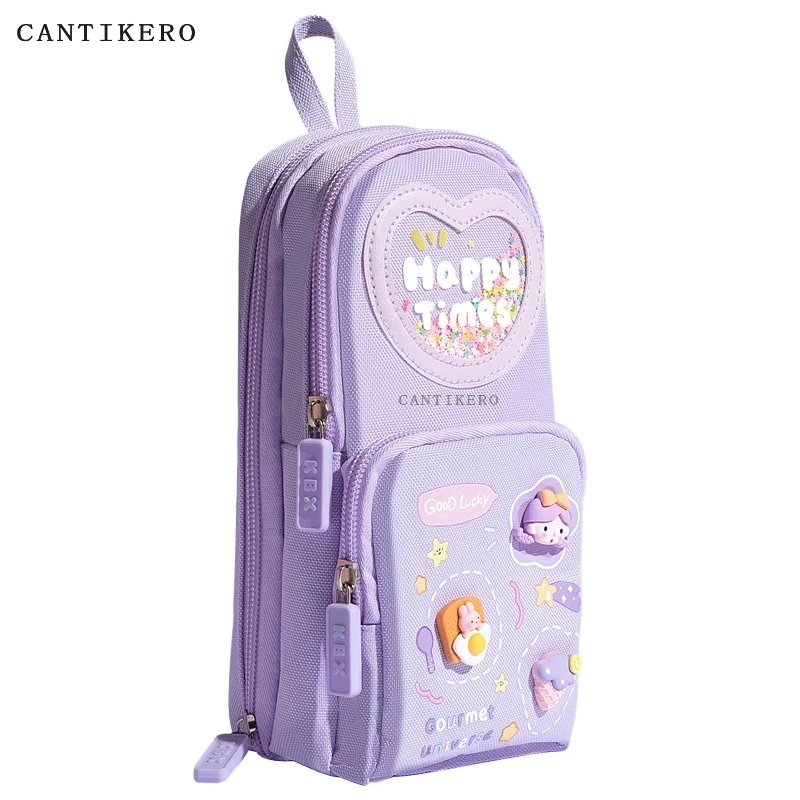 

【Gaya baru】Tempat pensil kotak 3D Anak perempuan Lucu Besar/ Kotak pensil kanvas 6 ruang/Kotak pensil anak sekolah/Tempat pensil kapasitas besar stroberi/ceri/es krim CANTIKERO