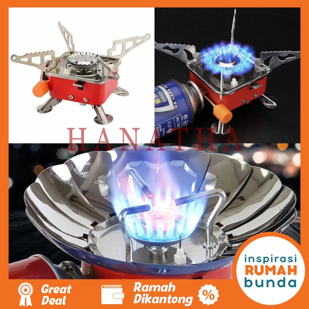 Kompor Camping Portable Kecil Gas Mini Butana Outdoor Bentuk Bunga Alat Masak Gunung Travelling