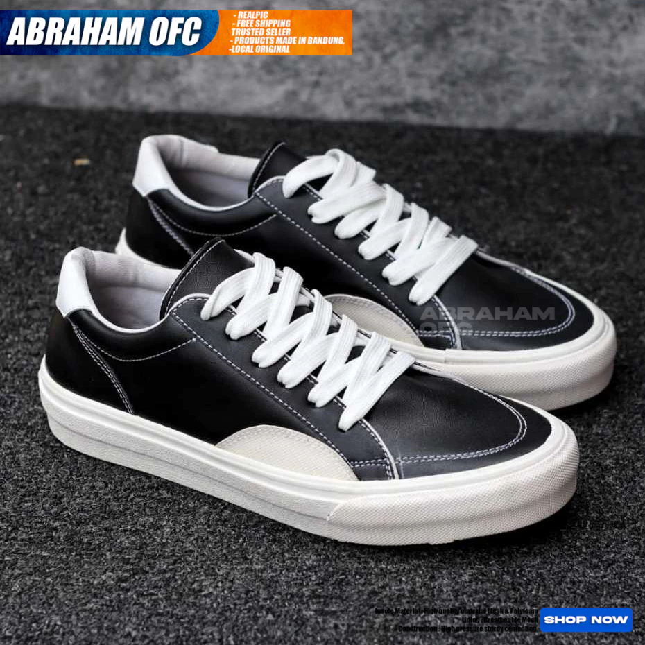 ABRAHAM Sepatu Pria Sneakers Hitam Ukuran Besar 45 46 47 48