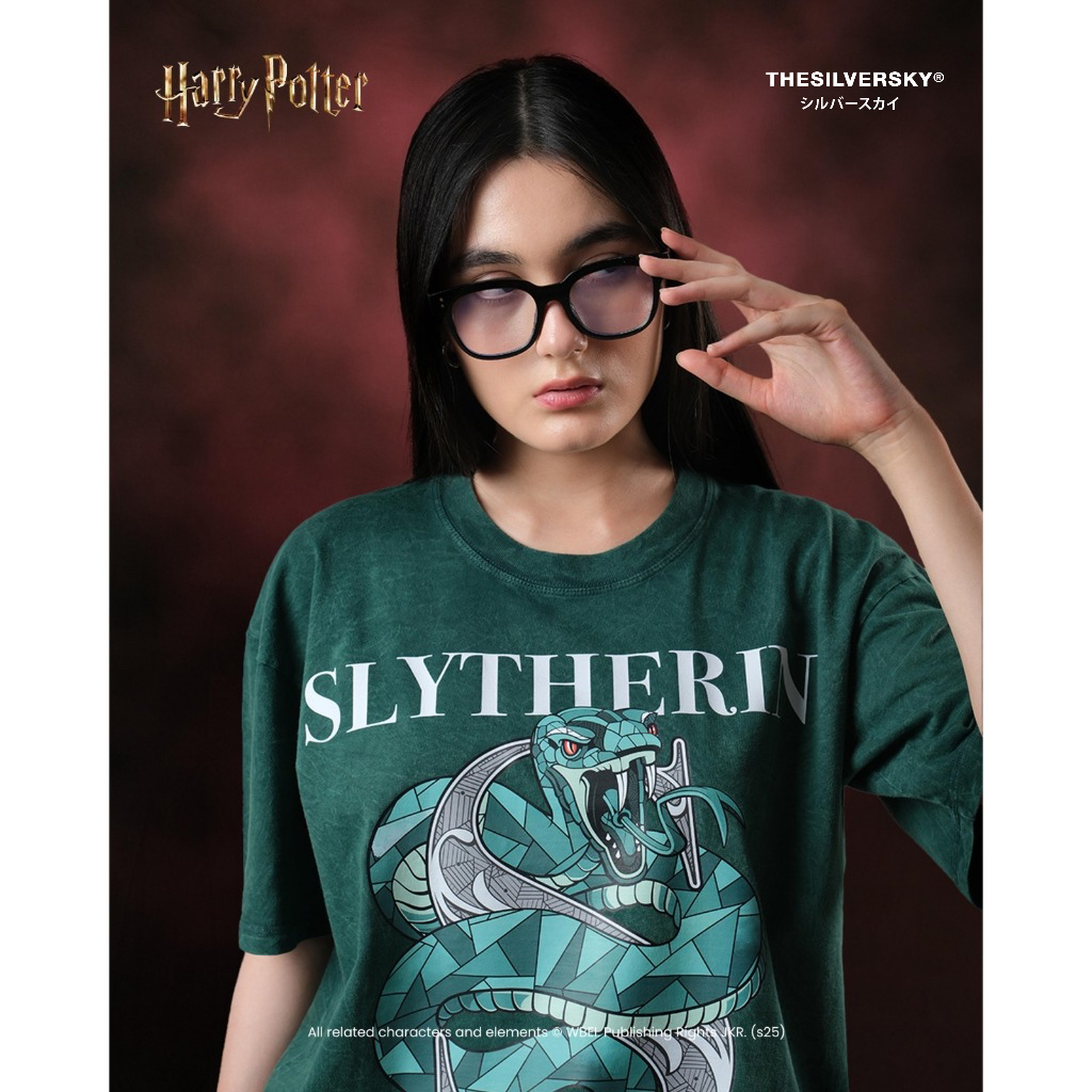 Thesilversky Slytherin Oversized Washed T-shirt | Official Harry Potter