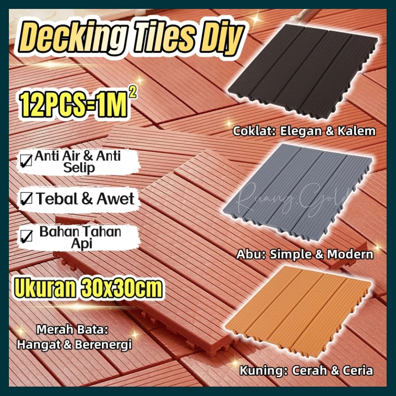 【COD】Decking Tile Lantai 30x30cm/Lantai Tahan Air /Lantai Outdoor & Indoor/Anti Rayap, Mudah Pasang 