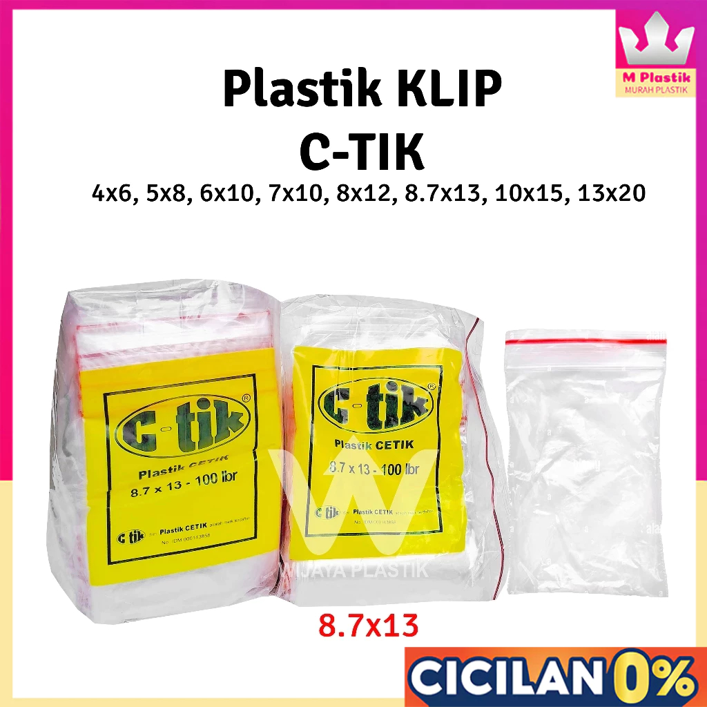 Plastik Klip [C-Tik] ( 8.7x13 ) --- 100 pcs @Pack | c-tik ctik mata merah putih sambal obat 8x13 sed
