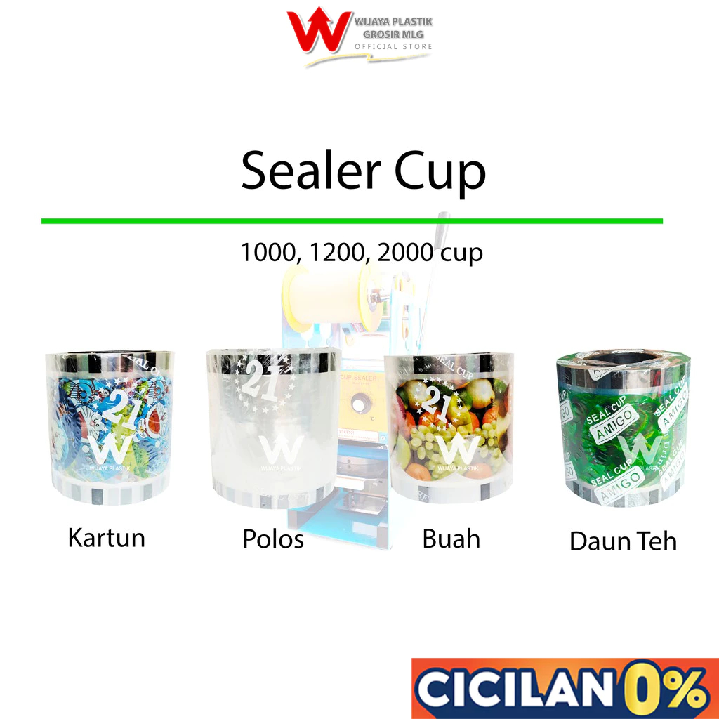 [PROMO] Plastik LID Cup Sealer ( 2000 ) REAL Polos/Buah/Kartun/Daun Teh/Drink/Thankyou @Roll | amigo