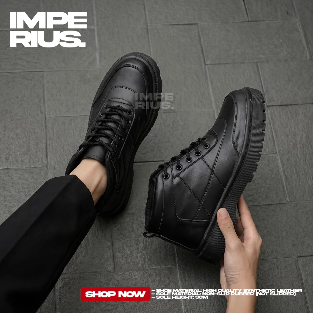 Sepatu Formal Pantofel Hitam Boots Pria Kerja Sole Tinggi