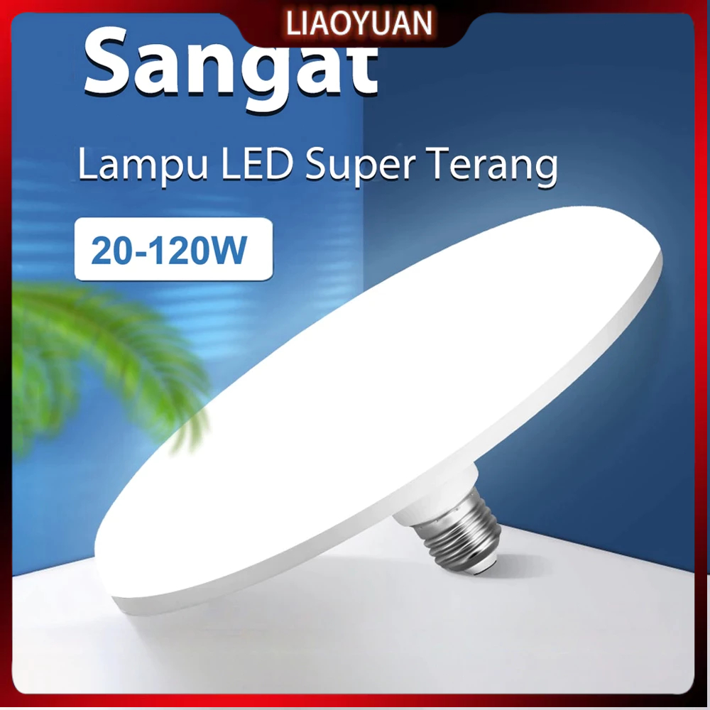 220V E27 Lampu LED Super Terang 20W 30W 40W 60W 100W UFO Lampu LED Lampu Meja Penerangan Putih Hanga