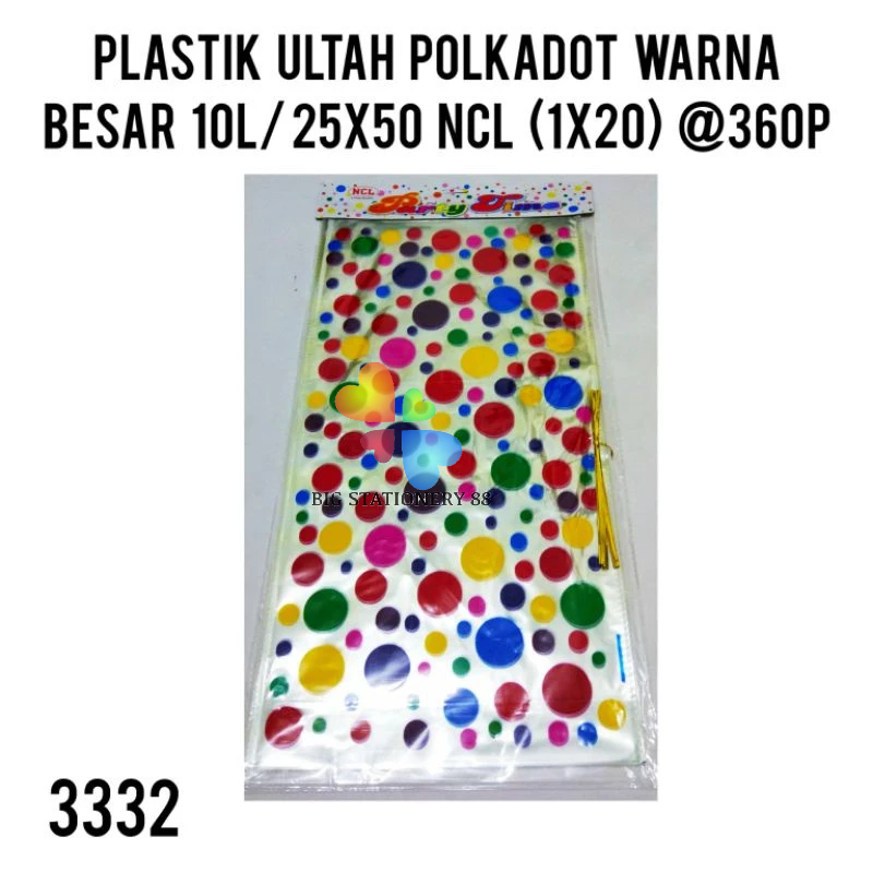 

1 BKS - PLASTIK ULTAH MOTIF POLKADOT BESAR UK 25X50