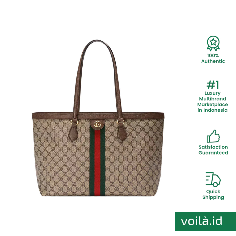 GG Ophidia Medium Tote Bag Beige Ebony