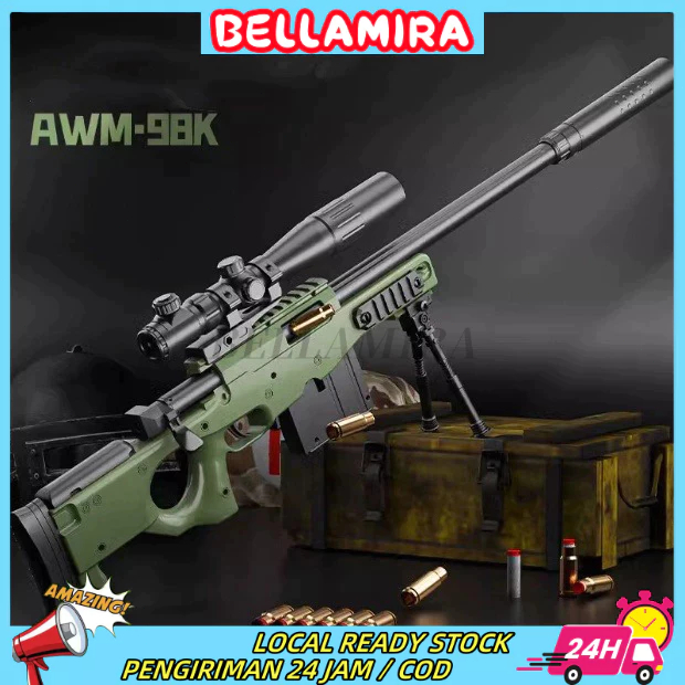 AWM/98K/Barrett Sniper Gun Shell Throwing Simulation Large AWM Soft Bullet Pistol Mainan Children's 
