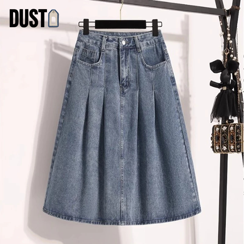 DUST Jeans rok wanita Rok Bawahan Wanita Denim Jeans Lipit Pendek Korea rok plisket jeans cewek