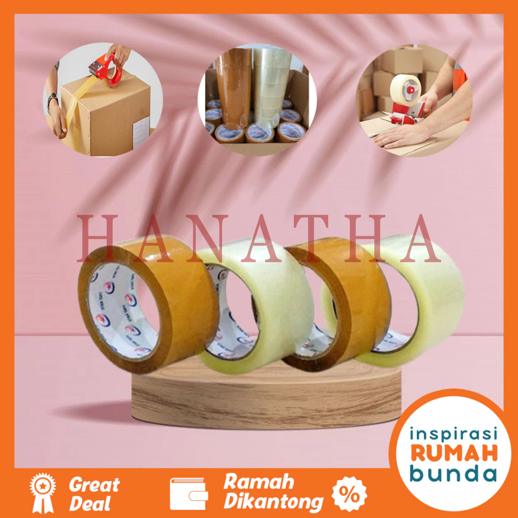 

Lakban Bening Dan Coklat 45 MM X 90 Yard Lakban Tape Perekat Serbaguna Berkualitas