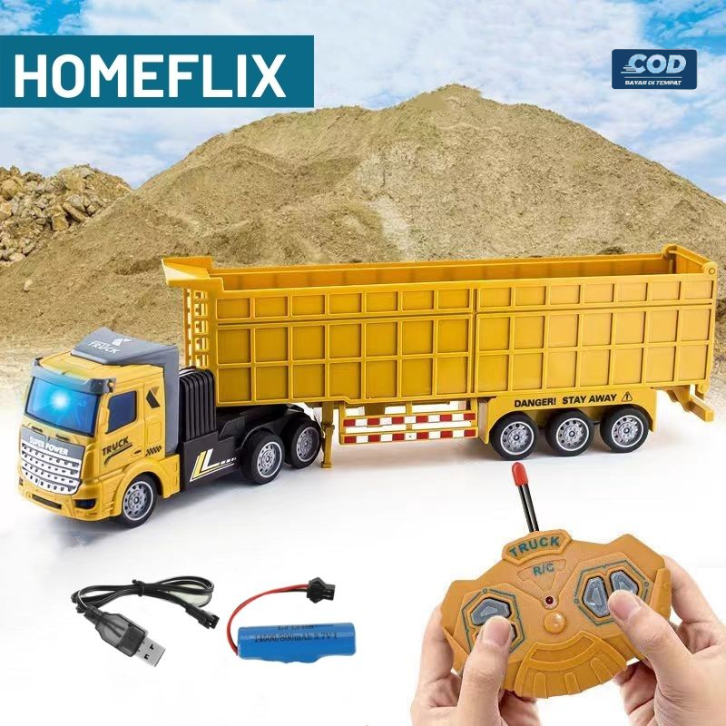 Mobil Dump Truck Remote Control 27MHZ Truk Oleng RC Mainan Anak Laki-Laki Mobil Muatan Pasir Bahan A