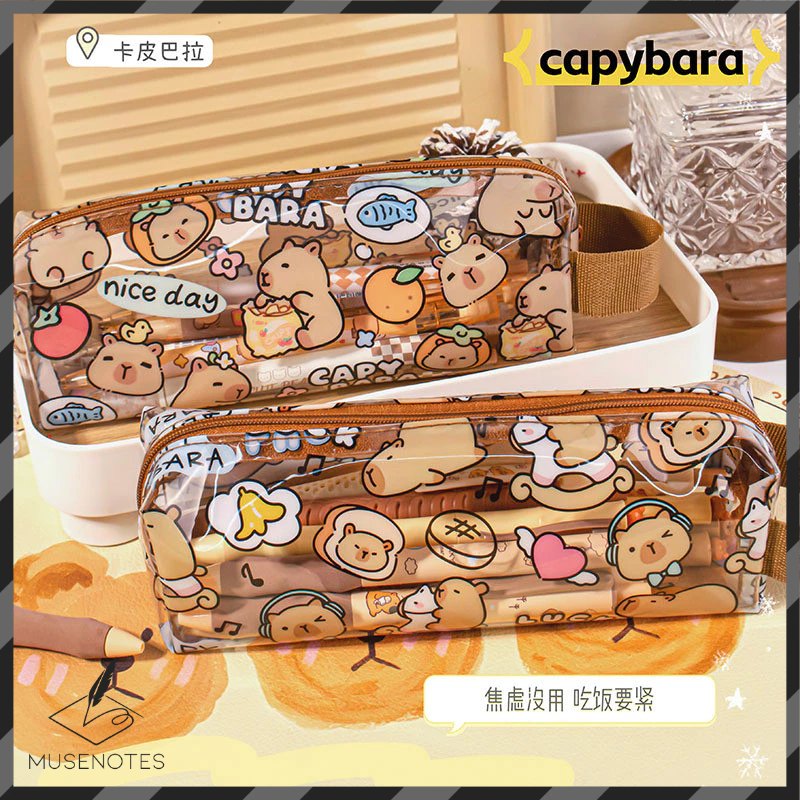 Tempat Pensil Capybara PVC Pouch Dompet Transparan Kapibara Stationery Lucu dan Murah S-PC018