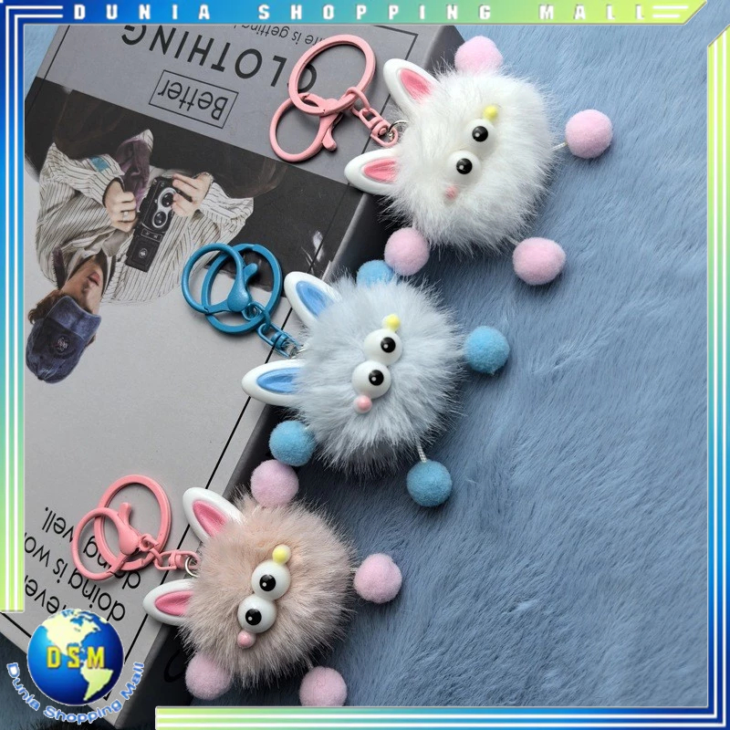 DSM Gantungan Tas Boneka Lucu Gantungan Little Monster Kawai Boneka Bulu Halus Gantungan Kunci Bonek