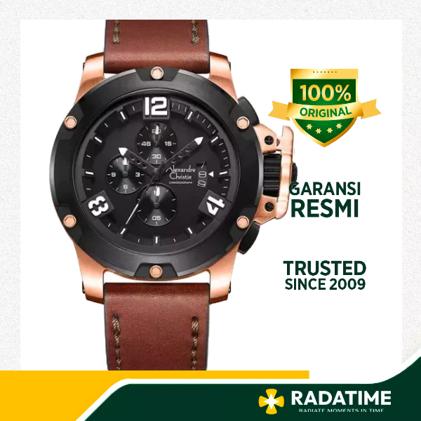 Jam Tangan Pria Alexandre Christie 100% Original Rose Gold 6295 MCLBRBA